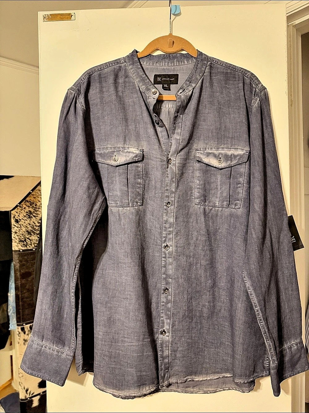 INC International Concepts Men's Gray Button Front Shirt XL NWT